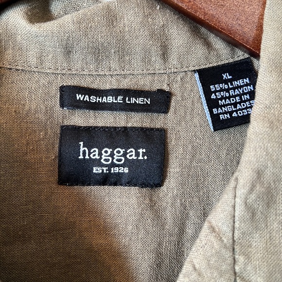 Haggar XL green button up shirt - Picture 2 of 3